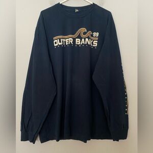 Vintage Navy Long Sleeve  T Shirt Mens 2XL Alstyle Triple A  -Outer Banks NC ‘89